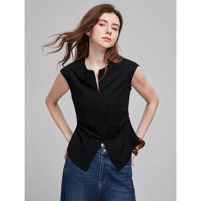 Traudel® | Ärmelloses Blusentop mit V-Saum