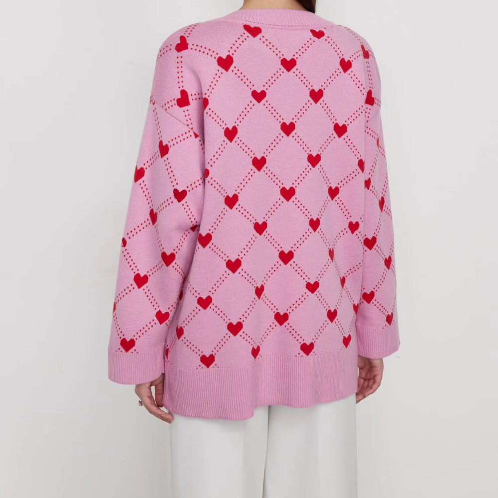 Mariele – Verspielte Strickjacke mit Herzmuster