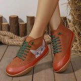 Zorelle - Komfortable Stiefeletten mit Katzenmotiv – Orange