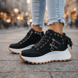 Damen Chunky Denim Sneaker Mit Schnürung Im Street Style – Schwarz