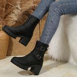 Stefanie | Modische Und Elegante Schnallen Stiefeletten – Schwarz
