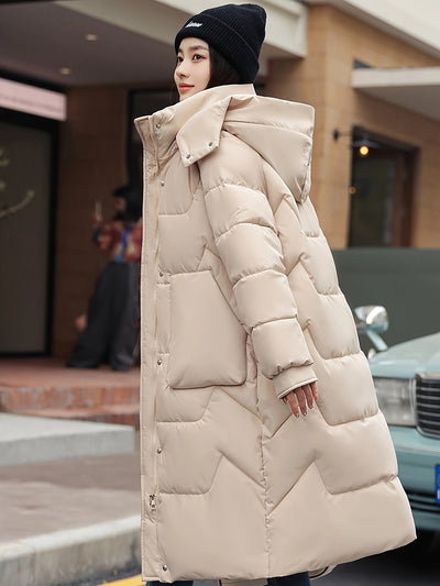 Casual Kapuzen Wintermantel mit Reissverschluss und Knopf für Damen | Ideal für den Winter