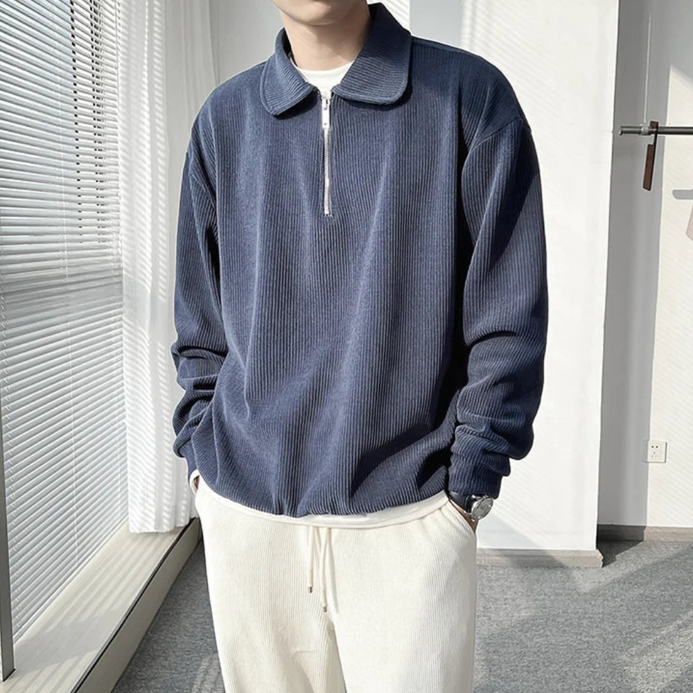 Claudio – Moderner Herrenpullover mit Reißverschlusskragen