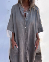Valerie – Lässiges Damen Hemdblusenkleid – Grau