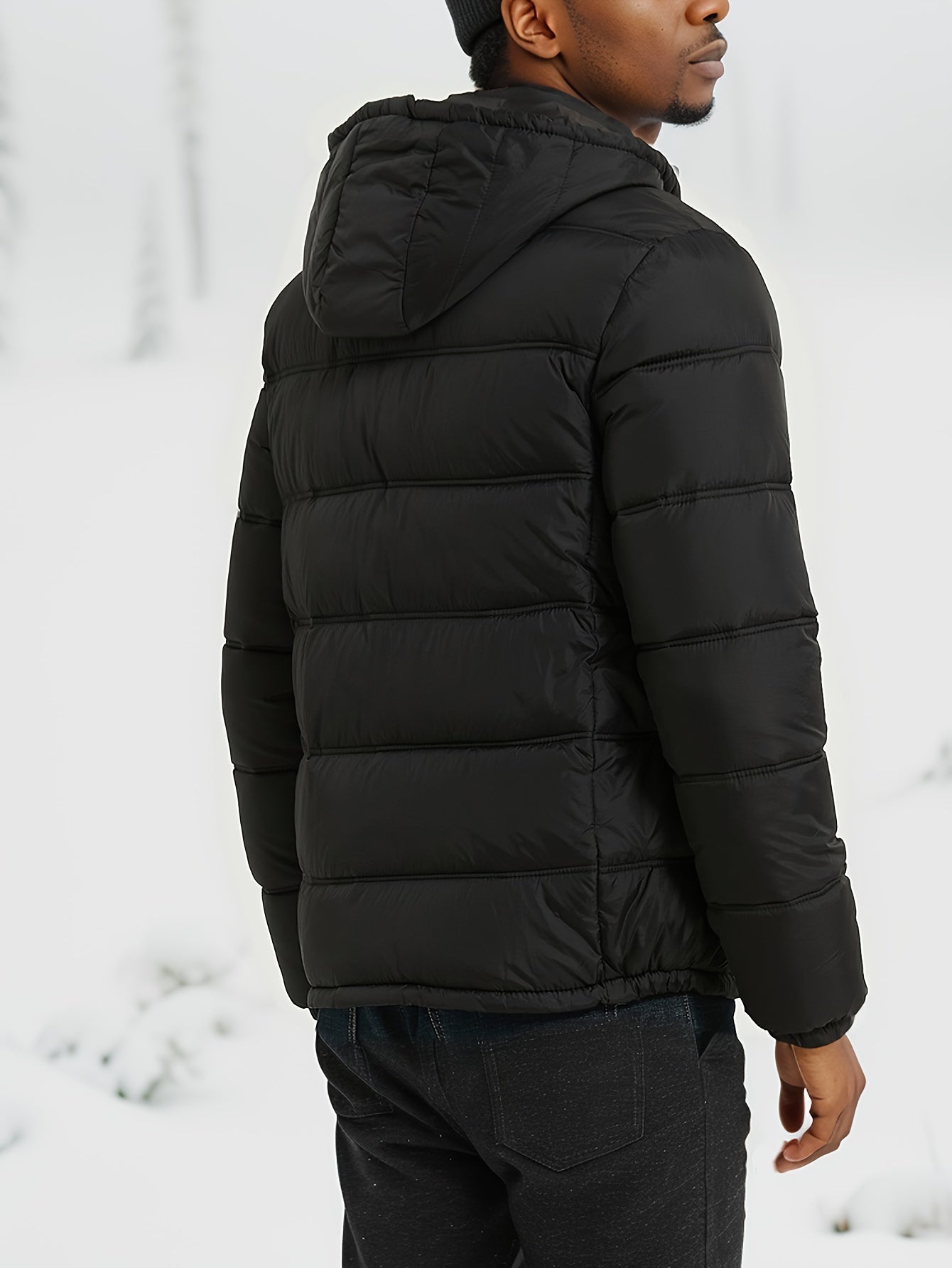 Stilvolle glatte einfarbige Puffer-Winterjacke für Herren | Ideal für den Winter