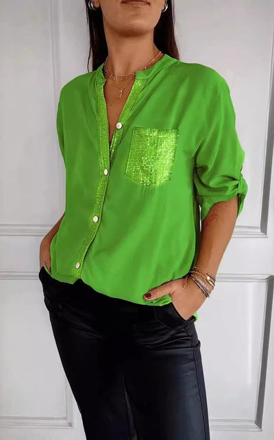Bubnash® | Glitzerbluse mit Paillettentasche