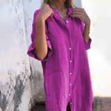 Boho-Hemdkleid für Damen mit Knopfleiste – Lila
