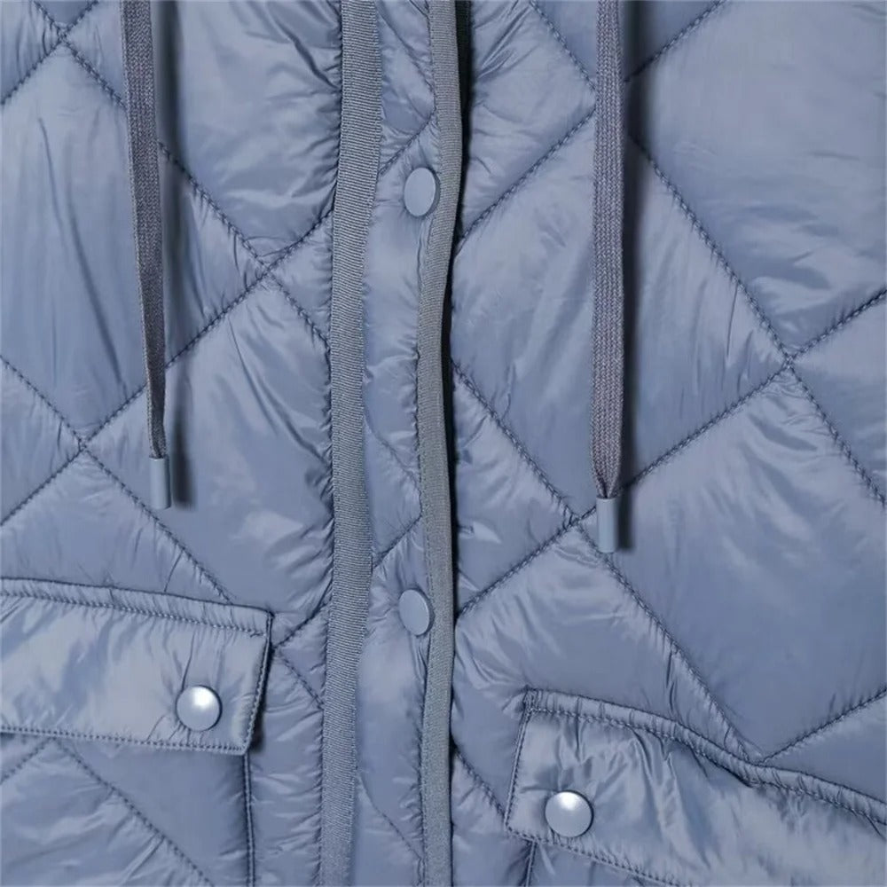 Daniela® | Lange Steppjacke mit Kapuze