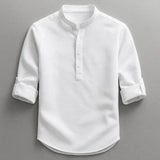 Jarvis - Strukturiertes Henley-Shirt – Weiß