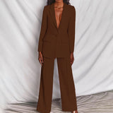 Elizabeth | Elegantes Zweiteiliges Blazer und Hosen-Set Für Damen – Kaffee