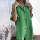 Boho-Hemdkleid für Damen mit Knopfleiste – Grün