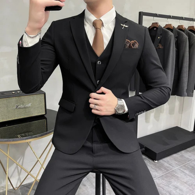 Herren Stylisches Formelles Drei Teile Arbeits Set | Schlanke Passform