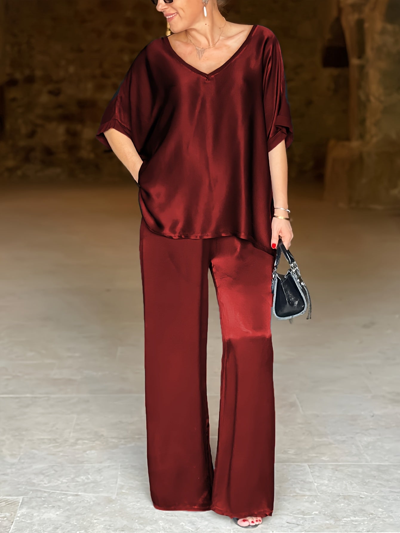 Ashlee - Elegantes Zweiteiliges Satz Mit Kurzen Ärmeln