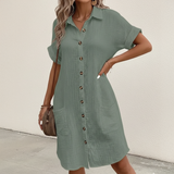 Damen-Polokleid mit Knopfleiste aus Baumwolle – Grün