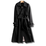 Amira | Damen Klassischer Trenchcoat mit Gürtel für den Winter – Schwarz