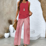 Zweiteiliges Sommer-Set für Damen | Hose mit weitem Bein – Rot