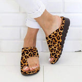 Damen-Sandalen mit Zehensteg gegen Hallux valgus – Leopard