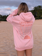 Damen Übergroß Langarm Hoodie – Rosa