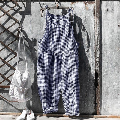 Karierter Ärmelloser Jumpsuit Für Damen | Sommer