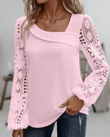 Lara | Damen Bluse casual & elegant mit feinen Spitzen – Rosa