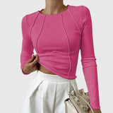 Doris | Damen Lässiges Langarmshirt, Enganliegend – Rosa