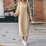Sophie | Damen Strickkleid lang modern & stilvoll tragbar – Beige