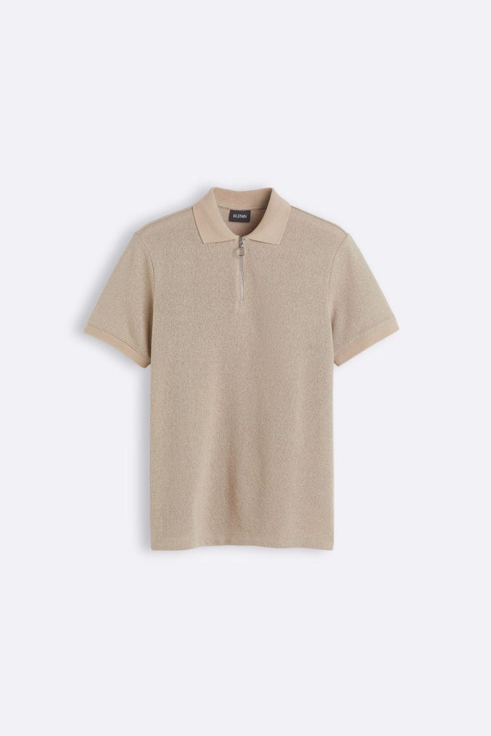 Modernes Strick-Poloshirt mit Reißverschluss