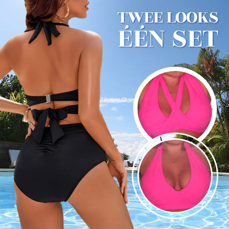 Karla Bauchkontrolle Badeanzüge Bescheidene Bikini-Sets mit hoher Taille