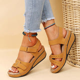 Kathrin | Damen Orthopädische Riemen Plattform Sandalen – Gelbbraun