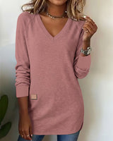 Leonie | Modischer Damen Pullover elegant & V-Ausschnitt – Rosa