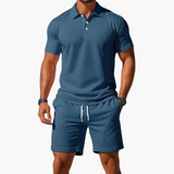 Herren Kurzarm Polo Set – Blau