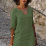 Elvy Sommerkleid mit V-Ausschnitt – Elegant & Figurschmeichelnd – Grün