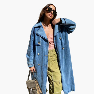 Langer Trenchcoat mit Gürtel für Damen