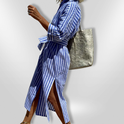 Selina - Modisches Gestreiftes Hemdkleid für Damen