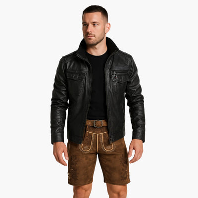 Traditionelle bestickte kurze Lederhose für Herren - Oktoberfest 2025