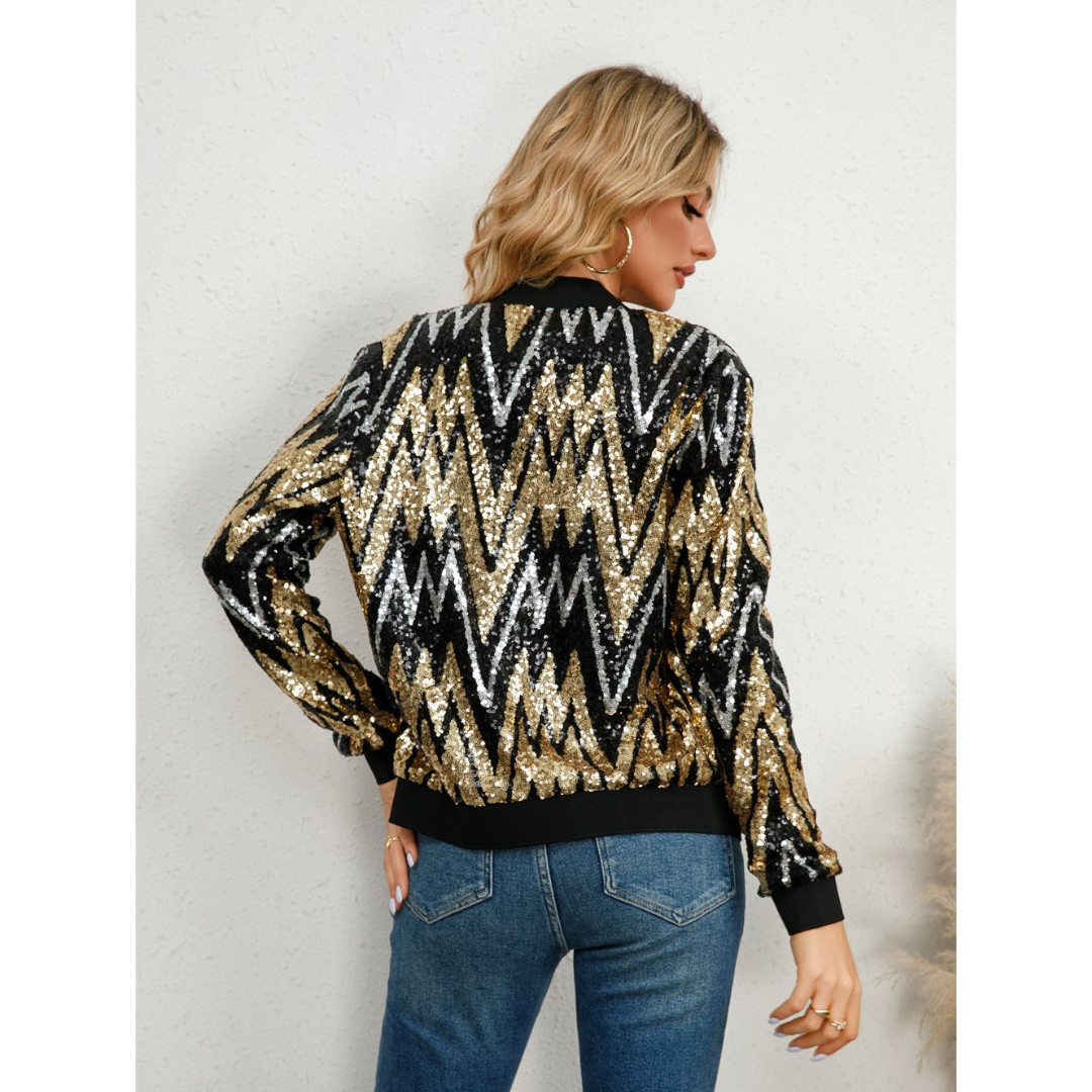 Schicke Reißverschlussjacke Für Damen | Paillette