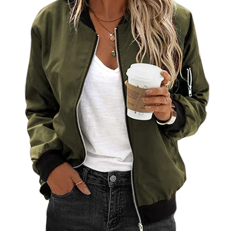Langärmlige Bomberjacke Für Damen | Reissverschluss