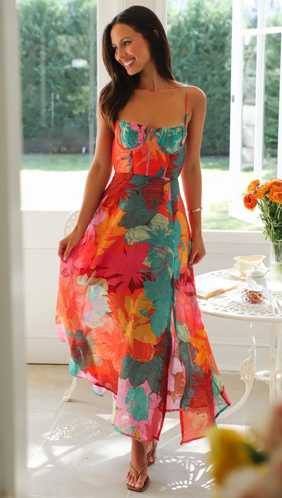 Kaitlyn – Stilvolles Sommer Kleid Mit Blumen Drucken Und Trägern