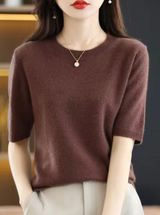 Heidi-Mode | Kurzärmliger Wollpullover – Braun