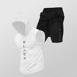 Diego | Sportliches ärmelloses Hoodie-Set mit Shorts – Weiß-Schwarz