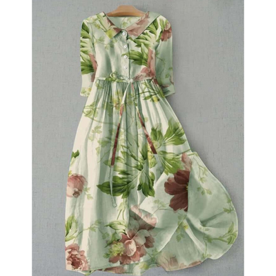 Damen Vintage Elegantes Blumen Kleid | Maxi
