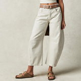 Damen Baggy Jeans Mit Hoher Taille – Weiß
