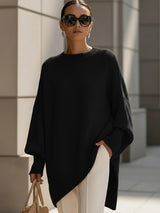 Annika | Damen Eleganter Oversized Pullover – Schwarz