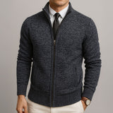 MARCO™ / STRICKJACKE MIT REISSVERSCHLUSS AUS MERINWOLLE – Grau