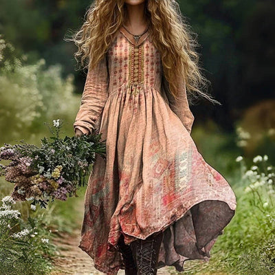 Julia - Vintage ethnischen Druck Kleid