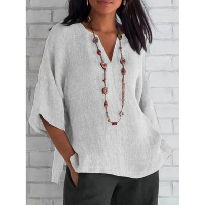 Marina® | Damenbluse aus Baumwolle und Leinen