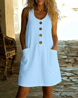 Katelin - Luftiges Sommerkleid mit Knopfleiste vorn – Hellblau
