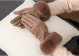 Winterhandschuhe mit Kunstfell – Khaki