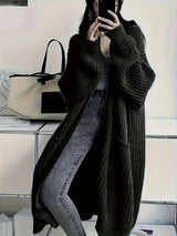 Helena | Damen Longline Cardigan klassisch stilvoll – Schwarz