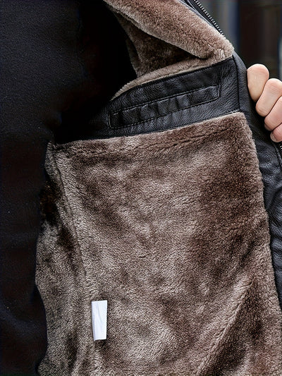 Casual gesteppte Winterjacke mit Plüschkapuzen-Design für Herren | Ideal für den Winter